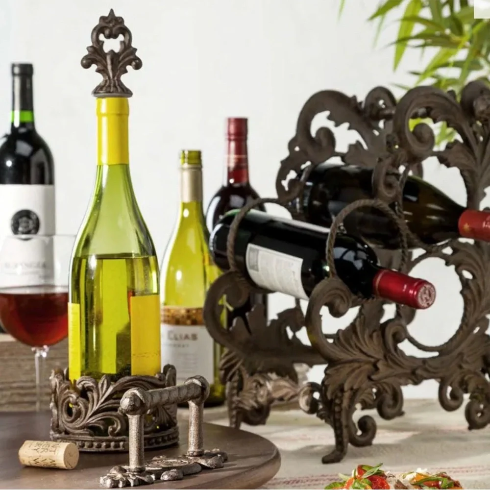 GG Collection Antique Brown Scroll Wine Holder